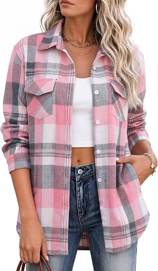 Women's Flannel Plaid Shirt Jacket